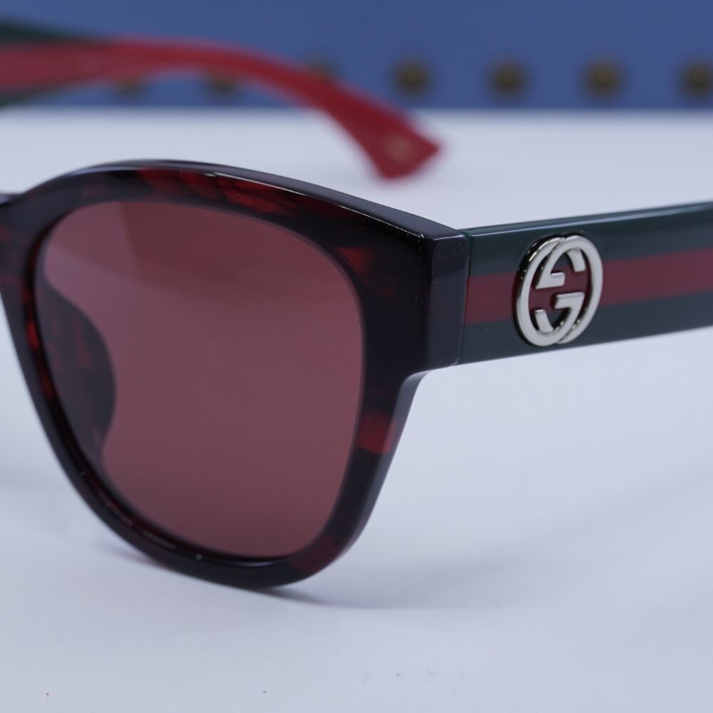 Gucci GG1866SK 003 Square Sunglasses – Shiny Burgundy Havana/Burgundy - Picture 7 of 9